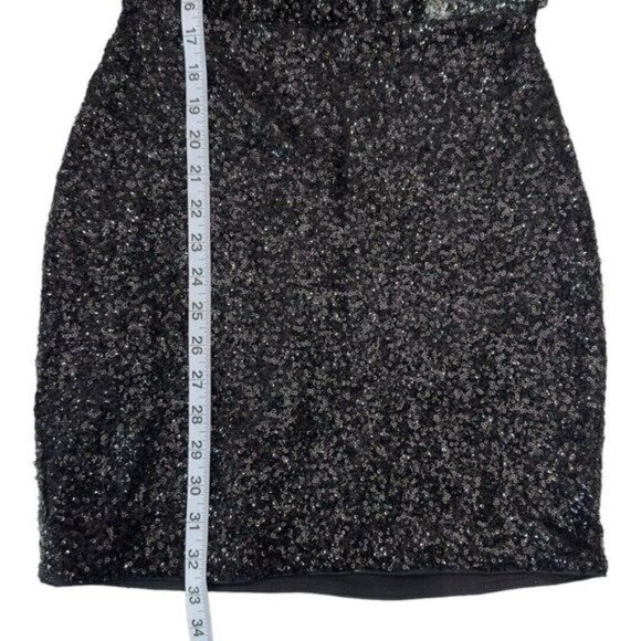 Express Women XS Colorblock Long Sleeves Black Silver Sequin PartyCocktail Dress - Picture 5 of 11